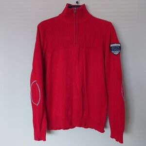 Tom Tailer Quarter-Zip Logo Pullover Cosy Sweater Red FROM GERMANY